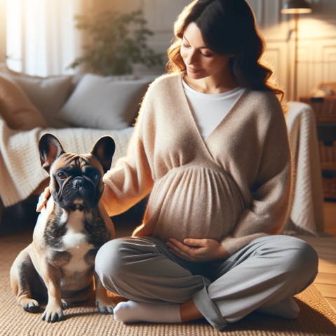 Pregnant French Bulldog with her owner in a cozy home (french_bulldog_pregnant.jpg)