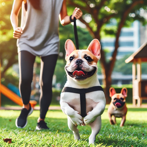 French Bulldog engaging in physical exercise with its owner in a park (french_bulldog_exercise.jpg)