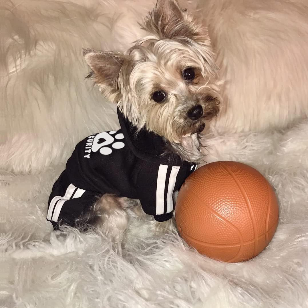 Dog Hoodie Security Dog Clothes 4 Legs Dog Jumpsuit Sweatshirt Hoodies Soft & Warm Dog Outfit Pullover Dog Winter Clothes, Dog Sweater for Small Medium Large Dogs Cats (Black, Small)