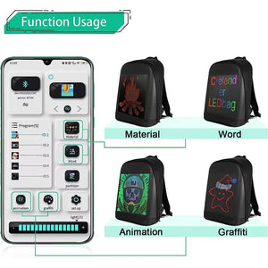 DIY Smart LED Dynamic Backpack Men Customizable 15.6" Laptop Backpack Walking Advertising Bag School Backpack for Christmas Gift