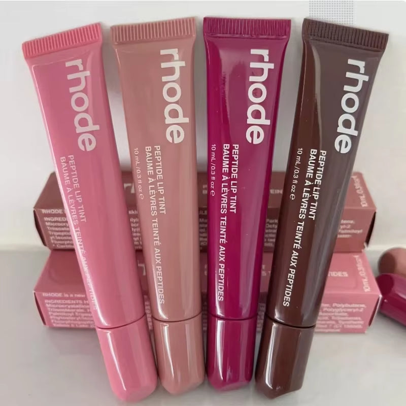 10ML 4 Colors Rohde Lip Balm Phone Cover Lip Gloss Long-Lasting Moisturizing Lipstick Toast Raspberry Jelly Clear Lip Glaze