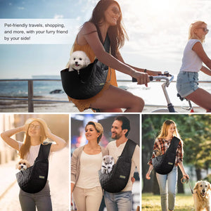 Small Pets Sling Carrier Bag, Hands Free Dog and Cat Padded Adjustable Pet Travel Crossbody Shoulder Bag, Pet Moving Backpack