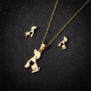 New Cute French Bulldog Chihuahua Pet Pendant Necklace Earrings for Women Love My Pet Animal Jewelry Sets Gift