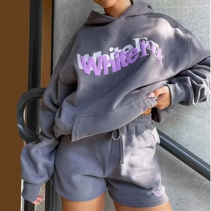 2024 New Letter Printing Women'S Pure Cotton Pure Cotton Fleece Hoodie Oversized Sports Jumper Top Loose Hooded Sportswear