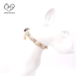 Luxury Cat Collar Lucky Clover Pet Necklace PU Leather Adjustable Cat Dog Collar Small Medium Dog Pet Accessories Perro Supplies