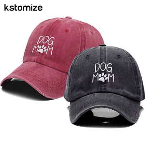 Vintage Washed Cotton Dog MOM Embroidery Baseball Cap for Men Women Dad Hat Golf Caps Snapback Cap Dropshipping
