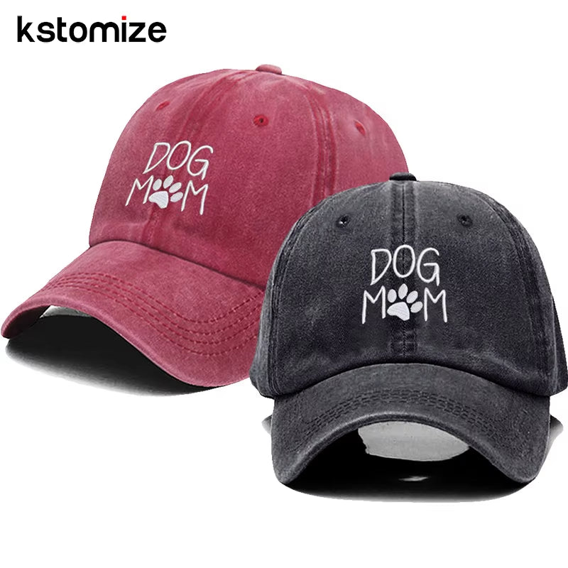 Vintage Washed Cotton Dog MOM Embroidery Baseball Cap for Men Women Dad Hat Golf Caps Snapback Cap Dropshipping