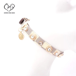 Luxury Cat Collar Lucky Clover Pet Necklace PU Leather Adjustable Cat Dog Collar Small Medium Dog Pet Accessories Perro Supplies