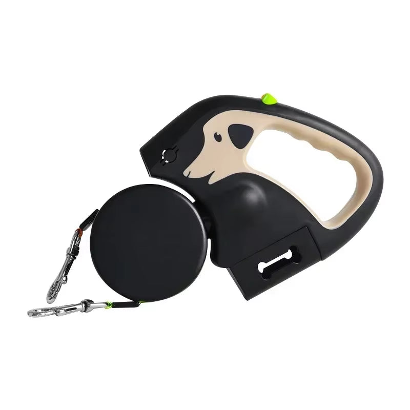 Portable Rotating Pet Leash for 2 Dogs, Double End Leash, Light Retractable Roulette, Walking Supplies