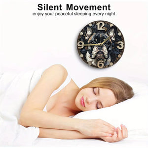 French Bulldog Themed Silent Wall Clock - Aluminum, Perfect for Bedroom & Halloween Decor Wall Clock Modern Design