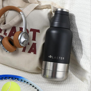 LASTER 32 Oz Multi-Functional Stainless Steel Pet Water and Snack Bottle | Detachable Food and Water Bowls |Hot & Cold Liquids | Portable | Insulated |Travel | Human and Pet | Hiking | Camping| Park