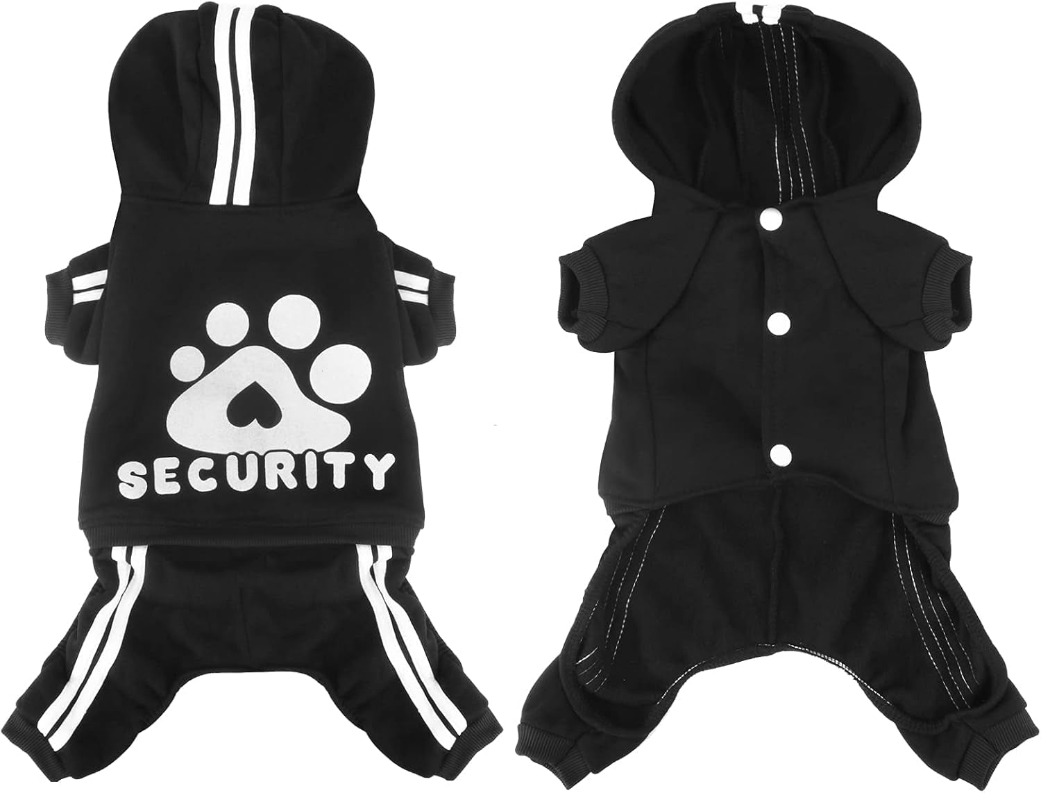 Dog Hoodie Security Dog Clothes 4 Legs Dog Jumpsuit Sweatshirt Hoodies Soft & Warm Dog Outfit Pullover Dog Winter Clothes, Dog Sweater for Small Medium Large Dogs Cats (Black, Small)