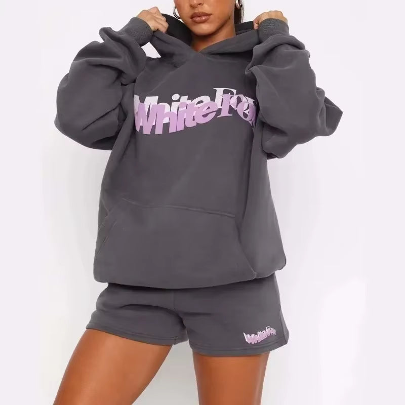 2024 New Letter Printing Women'S Pure Cotton Pure Cotton Fleece Hoodie Oversized Sports Jumper Top Loose Hooded Sportswear