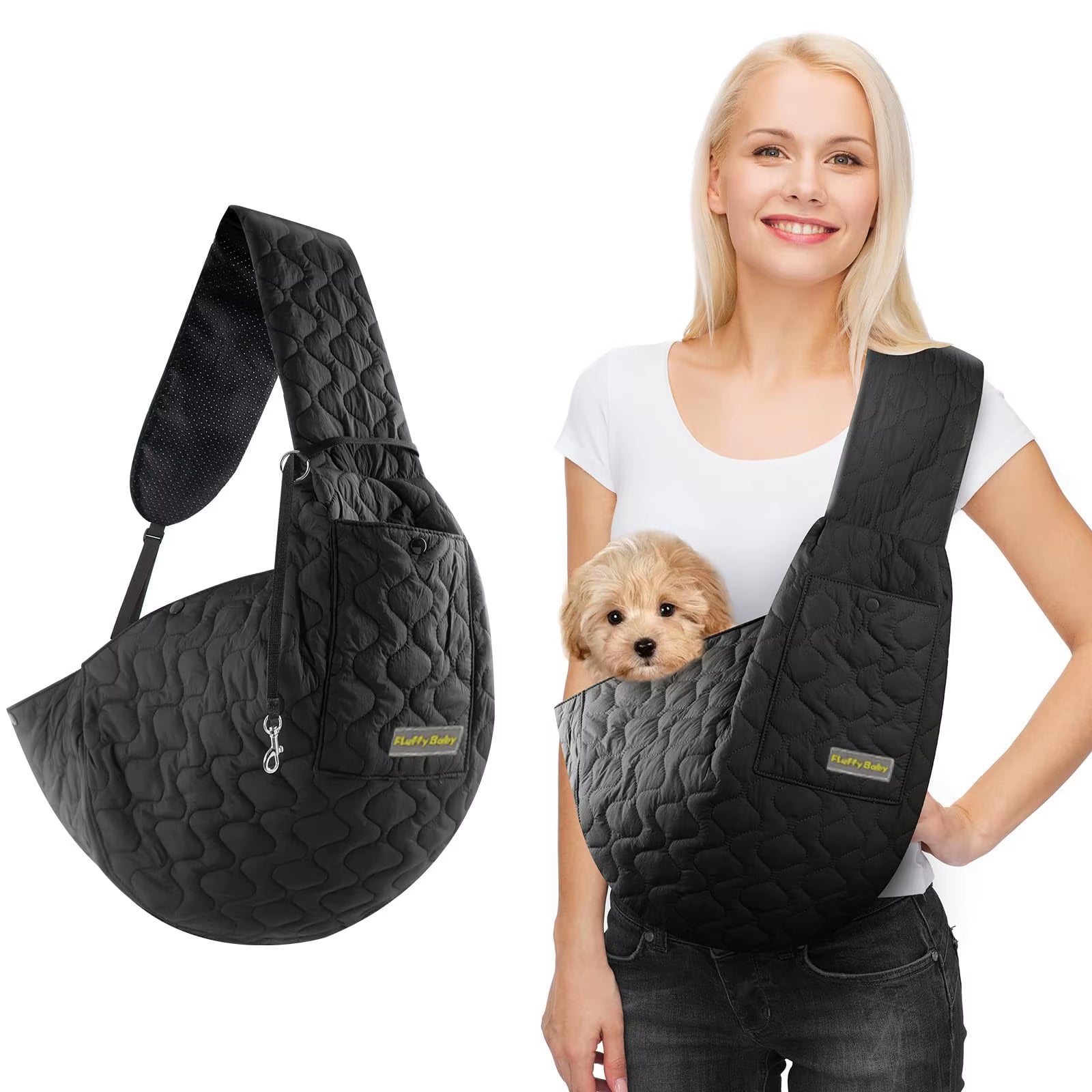 Small Pets Sling Carrier Bag, Hands Free Dog and Cat Padded Adjustable Pet Travel Crossbody Shoulder Bag, Pet Moving Backpack
