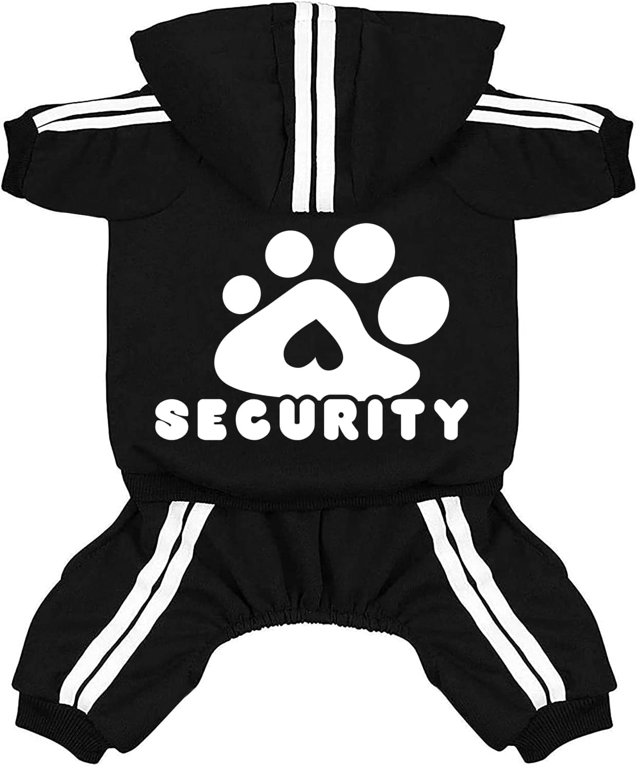 Dog Hoodie Security Dog Clothes 4 Legs Dog Jumpsuit Sweatshirt Hoodies Soft & Warm Dog Outfit Pullover Dog Winter Clothes, Dog Sweater for Small Medium Large Dogs Cats (Black, Small)