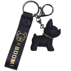 1PC Punk French Bulldog Keychain PU Leather Dog Keyring Fashion for Women Bag Car Pendant Jewelry Trinket Key Ring Key Chain