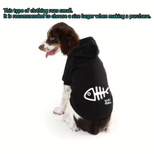 Fish Bone Dog Hoodie Cat Sweater Small Dog to Large Dog Warm Fleece Pet Clothing Fashion Simple Autumn Winter Spring