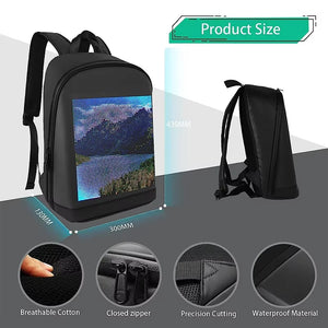 DIY Smart LED Dynamic Backpack Men Customizable 15.6" Laptop Backpack Walking Advertising Bag School Backpack for Christmas Gift