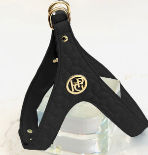 Step in DOG and CAT Monogramed HARNESS - Modern Black Vegan Leather Novalie ‘Jet Harness