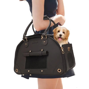 Portable Outdoor Dog Bag Small Dog Transport Bag Airline Approved Leather Travel Chihuahua Teddy PU Carrier for Dog Handbag