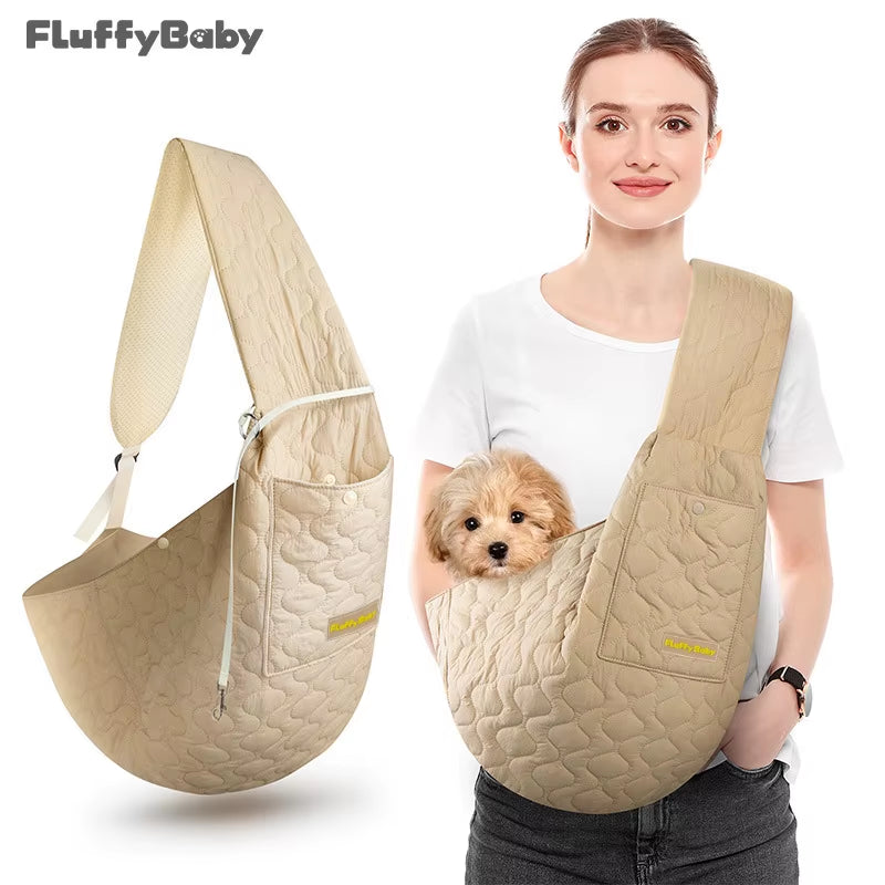 Small Pets Sling Carrier Bag, Hands Free Dog and Cat Padded Adjustable Pet Travel Crossbody Shoulder Bag, Pet Moving Backpack