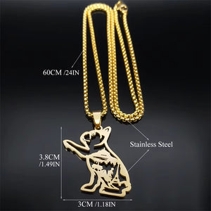 Fashion Cute French Bulldog Pug Dog Pet Necklace for Women Men Stainless Steel Gold Color Love Animal Jewelry Colliers N3216S02