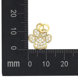Trendy Cute Cat Dog Bear Paw Charms Pendant Inlaid Zircon Gold Plated for Women Necklace Making Jewelry Metal Brass Accessories