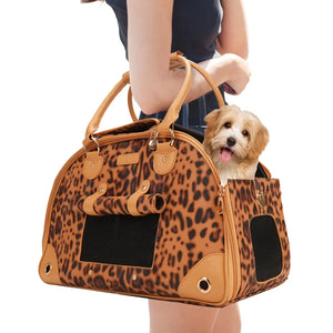 Portable Outdoor Dog Bag Small Dog Transport Bag Airline Approved Leather Travel Chihuahua Teddy PU Carrier for Dog Handbag