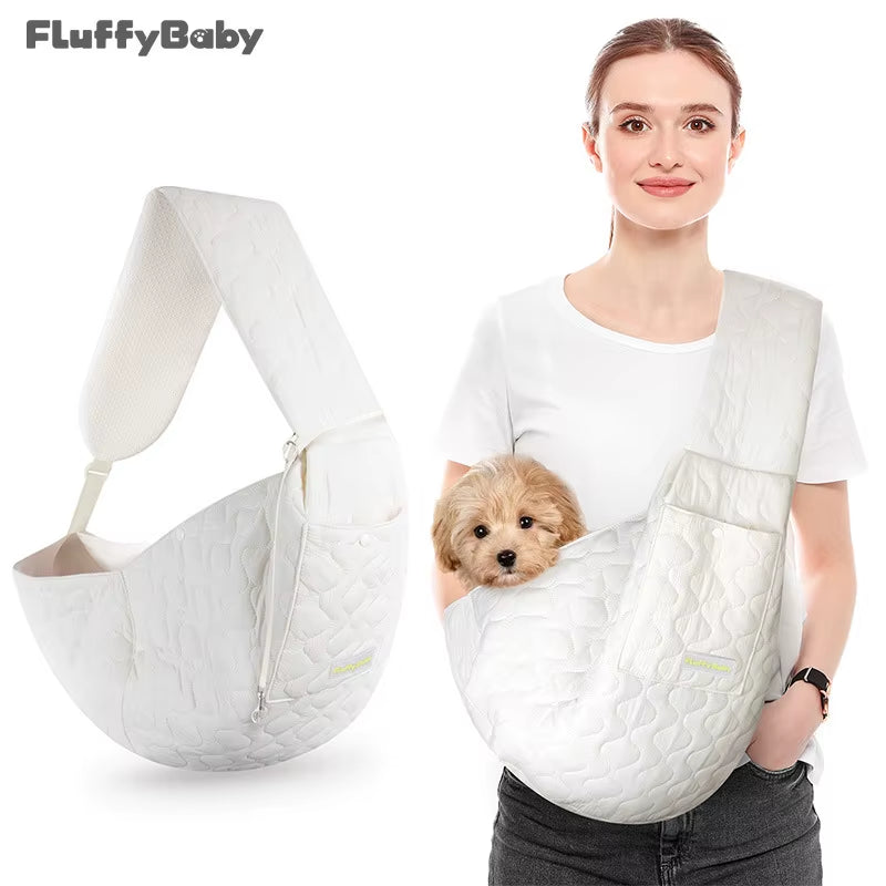 Small Pets Sling Carrier Bag, Hands Free Dog and Cat Padded Adjustable Pet Travel Crossbody Shoulder Bag, Pet Moving Backpack
