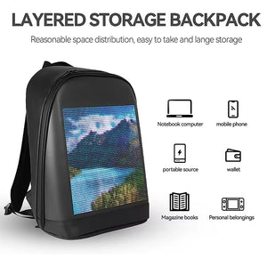 DIY Smart LED Dynamic Backpack Men Customizable 15.6" Laptop Backpack Walking Advertising Bag School Backpack for Christmas Gift