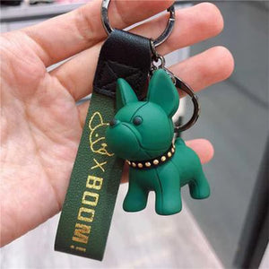 1PC Punk French Bulldog Keychain PU Leather Dog Keyring Fashion for Women Bag Car Pendant Jewelry Trinket Key Ring Key Chain