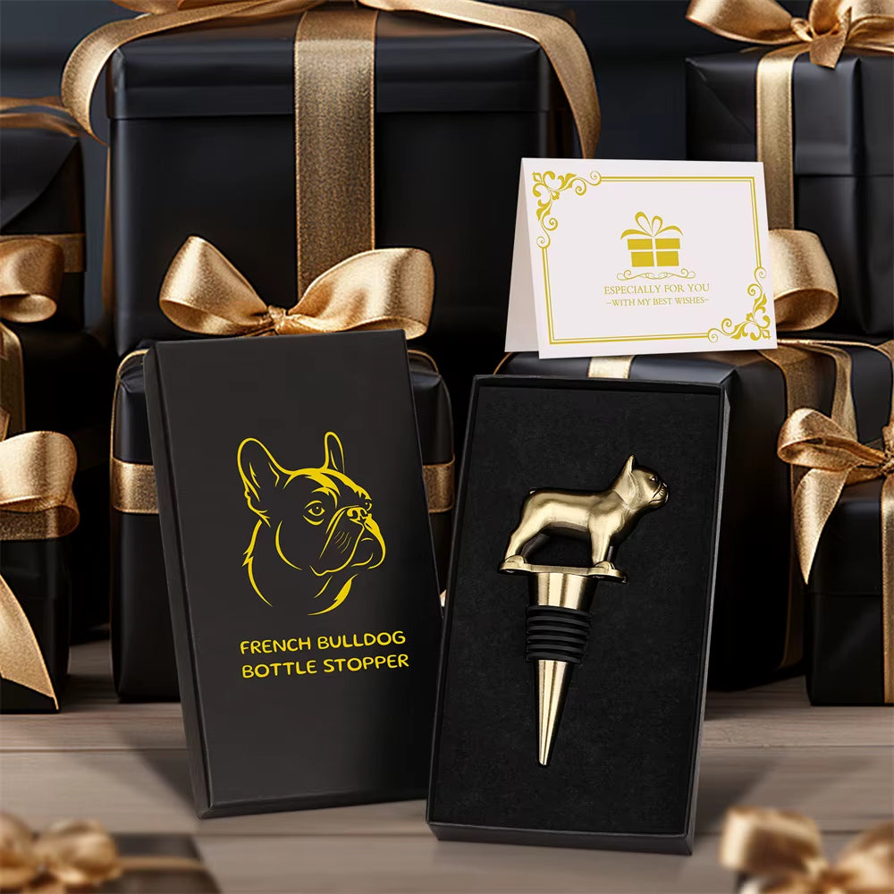 French Bull Dog Decor Wine Stoppers Twist Cap Plug Reusable Vacuum Sealed Bottle Cap Champagne Stopper Wine Gifts Bar Tools