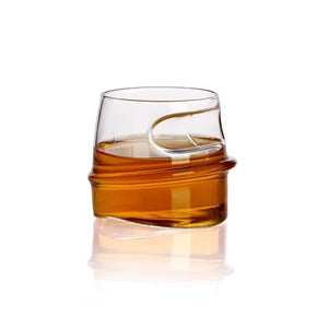 1 Pcs Creative Luxury Home Whiskey Glass - Old Fashioned Whiskey Glass with Indented Cigar Rest 12.85 Oz