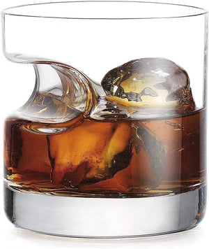 1 Pcs Creative Luxury Home Whiskey Glass - Old Fashioned Whiskey Glass with Indented Cigar Rest 12.85 Oz