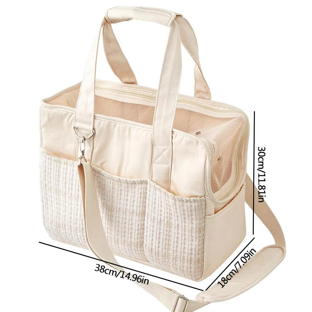 Portable Pet Carrier Bag Cat Carrier Handbag Handheld Small Dog Bag Pet Travel Tote Breathable Shoulder Bag for Small Dog Rabbit