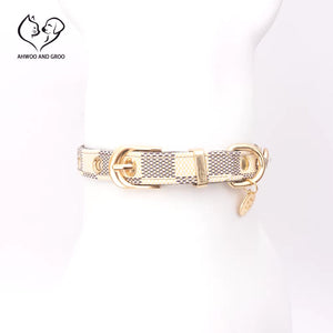 Luxury Cat Collar Lucky Clover Pet Necklace PU Leather Adjustable Cat Dog Collar Small Medium Dog Pet Accessories Perro Supplies