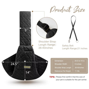 Small Pets Sling Carrier Bag, Hands Free Dog and Cat Padded Adjustable Pet Travel Crossbody Shoulder Bag, Pet Moving Backpack