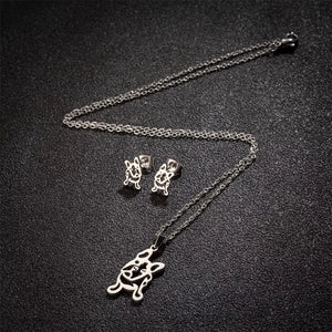 New Cute French Bulldog Chihuahua Pet Pendant Necklace Earrings for Women Love My Pet Animal Jewelry Sets Gift