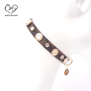 Luxury Cat Collar Lucky Clover Pet Necklace PU Leather Adjustable Cat Dog Collar Small Medium Dog Pet Accessories Perro Supplies