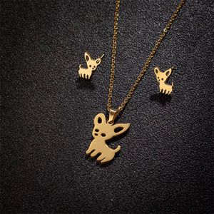 New Cute French Bulldog Chihuahua Pet Pendant Necklace Earrings for Women Love My Pet Animal Jewelry Sets Gift