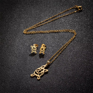 New Cute French Bulldog Chihuahua Pet Pendant Necklace Earrings for Women Love My Pet Animal Jewelry Sets Gift