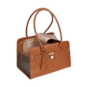 New Luxury PU Leather Pet Carrier Bag Breathable Handbag for Puppy Cat Fashion Dog One-Shoulder Bag Portable Pet Travel Handbag